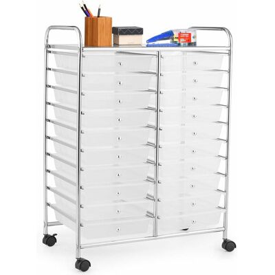 Costway Carrito Multiuso Con Ruedas Y 20 Cajones Carro Auxiliar Servicio Para Cocina Baño Restaurante Almacenaje (transparente) Costway Carrito Multiuso Con Ruedas Y 20 Cajones Carro Auxiliar Servicio Para Cocina Baño Restaurante Almacenaje (transparente)