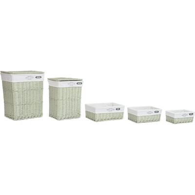 FIJALO Cesta Ropa Set 5 Mimbre Poliester 44x34x56 Verde FIJALO Cesta Ropa Set 5 Mimbre Poliester 44x34x56 Verde