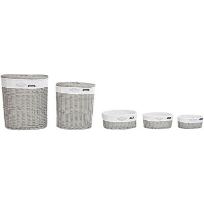 FIJALO Cesta Ropa Set 5 Mimbre Poliester 52x38x57 Gris FIJALO Cesta Ropa Set 5 Mimbre Poliester 52x38x57 Gris