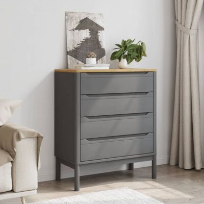 vidaXL Cómoda - Floro Gris Madera Maciza de Pino - Armario de Almacenamiento vidaXL Cómoda - Floro Gris Madera Maciza de Pino - Armario de Almacenamiento