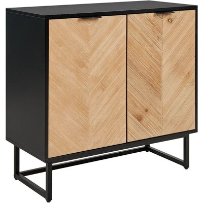 Beliani - Aparador Negro Madera Clara 80 X 40 Cm Mdf 2 Puertas Estantes Dormitorio Alaska Beliani - Aparador Negro Madera Clara 80 X 40 Cm Mdf 2 Puertas Estantes Dormitorio Alaska