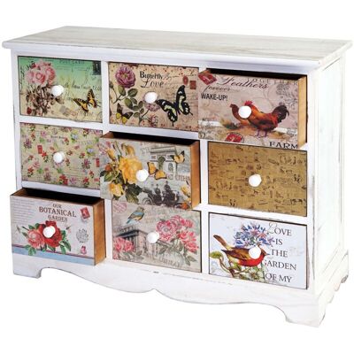 HHG Venlo Estilo shabby vintage - 9 Cajones - Cómoda HHG Venlo Estilo shabby vintage - 9 Cajones - Cómoda