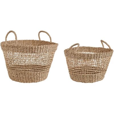 Beliani Conjunto de 2 cestas de algas marinas natural - Cesta Beliani Conjunto de 2 cestas de algas marinas natural - Cesta