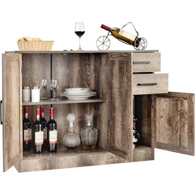 Costway - Aparador Cocina, Armario Buffet De Cocina Con 2 Cajones/3 Puertas/1 Estante Ajustable, Aparadores Para Salon Entrada, 110 X 40 X 78 Cm, Blanco/gris Costway - Aparador Cocina, Armario Buffet De Cocina Con 2 Cajones/3 Puertas/1 Estante Ajustable, Aparadores Para Salon Entrada, 110 X 40 X 78 Cm, Blanco/gris