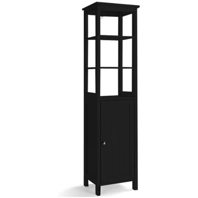 Costway Armario Baño, Mueble Baño Con Estante De 3 Niveles Y 1 Puerta, Estante Ajustable, Mueble Auxiliar Baño, 40 X 32 X 161,5cm, Salón, Cocina (negro) Costway Armario Baño, Mueble Baño Con Estante De 3 Niveles Y 1 Puerta, Estante Ajustable, Mueble Auxiliar Baño, 40 X 32 X 161,5cm, Salón, Cocina (negro)
