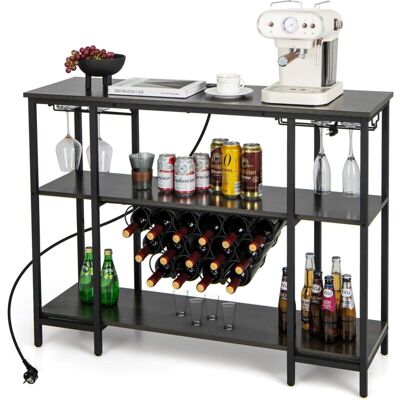 Balcón de vino industrial Costway con encimera y carga USB - Gris Balcón de vino industrial Costway con encimera y carga USB - Gris