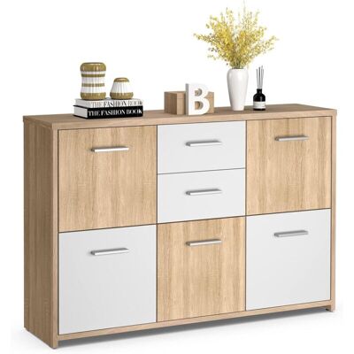 Armario Costway con 2 Cajones y 5 Puertas - Mueble de Almacenaje Moderno Armario Costway con 2 Cajones y 5 Puertas - Mueble de Almacenaje Moderno