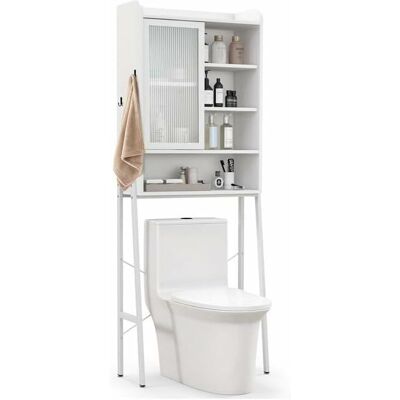Costway - Armario De Almacenamiento Sobre El Inodoro Wc, Mueble Sobre Inodoro Con 6 Compartimentos, Armario Para Lavadora 2 Puertas Con Estantes Ajustables 63 X 29 X 170 Cm (blanco) Costway - Armario De Almacenamiento Sobre El Inodoro Wc, Mueble Sobre Inodoro Con 6 Compartimentos, Armario Para Lavadora 2 Puertas Con Estantes Ajustables 63 X 29 X 170 Cm (blanco)