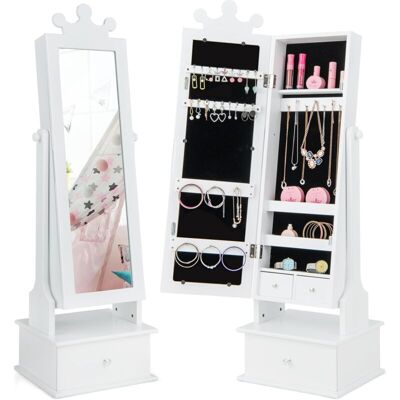 Costway - Armario De Joyería Para Niños Con Espejo Y 3 Cajones, 2 Ángulos De Inclinación Ajustables Y Sistema Antivuelco, Espejo Vestidor Con Forma De Corona Para Niños De 3+ Años (blanco) Costway - Armario De Joyería Para Niños Con Espejo Y 3 Cajones, 2 Ángulos De Inclinación Ajustables Y Sistema Antivuelco, Espejo Vestidor Con Forma De Corona Para Niños De 3+ Años (blanco)