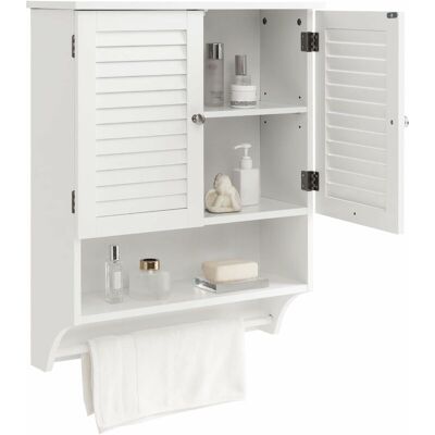 Costway - Armario De Pared Para Baño, Gabinete Colgante Con 2 Puertas, Estante Ajustable De 3 Posiciones Y Barra De Toalla, Gabinete De Almacenamiento Para Baño, Lavandería, Cocina (blanco) Costway - Armario De Pared Para Baño, Gabinete Colgante Con 2 Puertas, Estante Ajustable De 3 Posiciones Y Barra De Toalla, Gabinete De Almacenamiento Para Baño, Lavandería, Cocina (blanco)