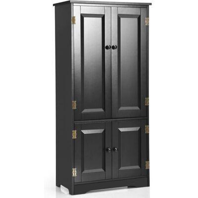 Armario Vertical Madera, Organizador De Doble Puerta Con Repisa Regulable Y Dispositivo Antivuelco (negro) - Costway Armario Vertical Madera, Organizador De Doble Puerta Con Repisa Regulable Y Dispositivo Antivuelco (negro) - Costway
