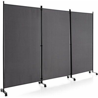 Costway - Biombo De Dormitorio Separador De 3 Paneles Sobre Ruedas, Pantallas De Privacidad Rodantes De 180 Cm De Alto, Separador De Pantalla De Tela Portátil, Separador De Espacio Para Hogar (gris) Costway - Biombo De Dormitorio Separador De 3 Paneles Sobre Ruedas, Pantallas De Privacidad Rodantes De 180 Cm De Alto, Separador De Pantalla De Tela Portátil, Separador De Espacio Para Hogar (gris)
