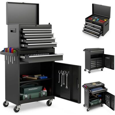 Costway Caja Para Herramientas Rodante De 5 Cajones, Armario Para Herramientas De Gran Capacidad Con Ruedas Bloqueables, Estante Ajustable Y Forro Antideslizante, Herramientas Para Garaje (negro) Costway Caja Para Herramientas Rodante De 5 Cajones, Armario Para Herramientas De Gran Capacidad Con Ruedas Bloqueables, Estante Ajustable Y Forro Antideslizante, Herramientas Para Garaje (negro)