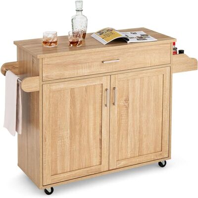 Carrito De Cocina Carro De Servicio Comedor Con Ruedas,toallero,cajón, Puerta Y Estantes Gabinete Mueble De Cocina (natural) - Costway Carrito De Cocina Carro De Servicio Comedor Con Ruedas,toallero,cajón, Puerta Y Estantes Gabinete Mueble De Cocina (natural) - Costway