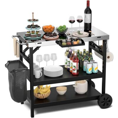 Carro Cocina Con 2 Ruedas, Metal, Carrito Auxiliar Con Ruedas De 3 Niveles, Estante Ajustable, Soporte Para Teléfono Y Especias, Toallero, Ganchos Colgantes, 106 X 52 X 84cm - Costway Carro Cocina Con 2 Ruedas, Metal, Carrito Auxiliar Con Ruedas De 3 Niveles, Estante Ajustable, Soporte Para Teléfono Y Especias, Toallero, Ganchos Colgantes, 106 X 52 X 84cm - Costway