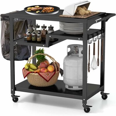 Costway Carro De Barbacoa Para Exteriores, Carro De Cocina Móvil Con 4 Ruedas, Carrito Móvil Con 3 Estantes, Tablero De Metal, Carro De Servicio, Carrito Portátil (3 Estantes) Costway Carro De Barbacoa Para Exteriores, Carro De Cocina Móvil Con 4 Ruedas, Carrito Móvil Con 3 Estantes, Tablero De Metal, Carro De Servicio, Carrito Portátil (3 Estantes)