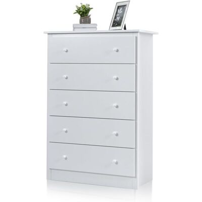 Cómoda Con 5 Cajones, Cajonera De Madera, Cómoda Con Riel Deslizante Suave, Mueble De Almacenaje Independiente Para Dormitorio, 80 X 40 X 115 Cm - Costway Cómoda Con 5 Cajones, Cajonera De Madera, Cómoda Con Riel Deslizante Suave, Mueble De Almacenaje Independiente Para Dormitorio, 80 X 40 X 115 Cm - Costway