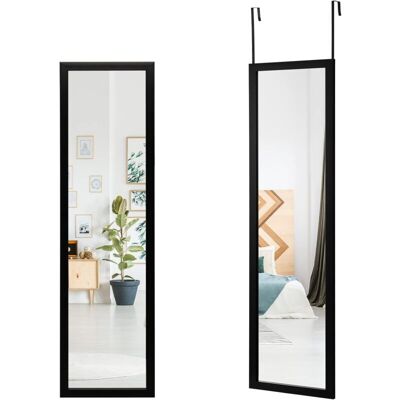 Costway - Espejo De Cuerpo Entero De La Puerta, Espejo De Cuerpo Entero Con Ganchos Para La Puerta, Espejo Para Dormitorio, Salón, Vestidor, Vestíbulo (negro) Costway - Espejo De Cuerpo Entero De La Puerta, Espejo De Cuerpo Entero Con Ganchos Para La Puerta, Espejo Para Dormitorio, Salón, Vestidor, Vestíbulo (negro)