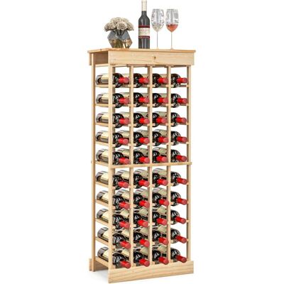 Costway - Estante De Vino Modular De 40 Botellas, Botellero De Vino De Madera Maciza Con Dispositivo Antivuelco Y Barras Cruzadas Reforzadas Para Bar, Bodega (botellero Con Barra) Costway - Estante De Vino Modular De 40 Botellas, Botellero De Vino De Madera Maciza Con Dispositivo Antivuelco Y Barras Cruzadas Reforzadas Para Bar, Bodega (botellero Con Barra)