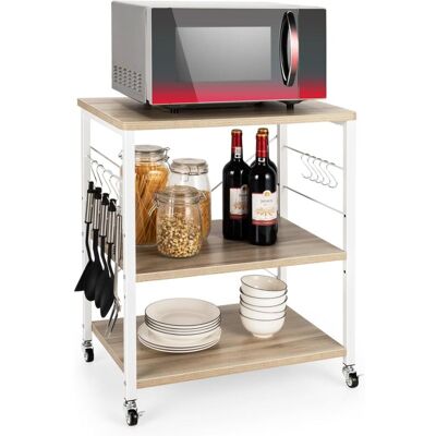 Costway Estante Para Pastelería Con 3 Niveles, Carrito De Cocina Con 10 Ganchos Removibles, Estante Con Estructura De Metal Para Microondas Con Ruedas Bloqueables Para Bar Restaurante Hotel (beige) Costway Estante Para Pastelería Con 3 Niveles, Carrito De Cocina Con 10 Ganchos Removibles, Estante Con Estructura De Metal Para Microondas Con Ruedas Bloqueables Para Bar Restaurante Hotel (beige)