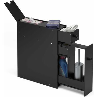 Costway Estantería De Baño Ducha Armario Lateral, Gabinete De Almacenamiento De 5 Compartimientos (negro) Costway Estantería De Baño Ducha Armario Lateral, Gabinete De Almacenamiento De 5 Compartimientos (negro)