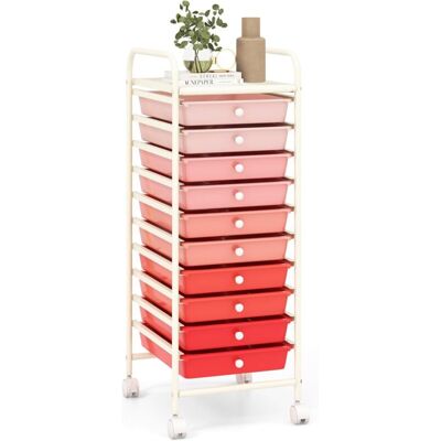 Costway - Estantería Baño, Carrito Auxiliar Con Ruedas, Organizador Baño Con Estructura De Metal, Carro Auxiliar Con Cajones De Pástico Extraíbles, Para Cocina, Baño (rosa Degradado,10 Cajones) Costway - Estantería Baño, Carrito Auxiliar Con Ruedas, Organizador Baño Con Estructura De Metal, Carro Auxiliar Con Cajones De Pástico Extraíbles, Para Cocina, Baño (rosa Degradado,10 Cajones)