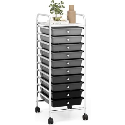 Costway - Estantería Baño, Carrito Auxiliar Con Ruedas, Organizador Baño Con Estructura De Metal, Carro Auxiliar Con Cajones De Pástico Extraíbles, Para Cocina, Baño (negro Degradado,10 Cajones) Costway - Estantería Baño, Carrito Auxiliar Con Ruedas, Organizador Baño Con Estructura De Metal, Carro Auxiliar Con Cajones De Pástico Extraíbles, Para Cocina, Baño (negro Degradado,10 Cajones)