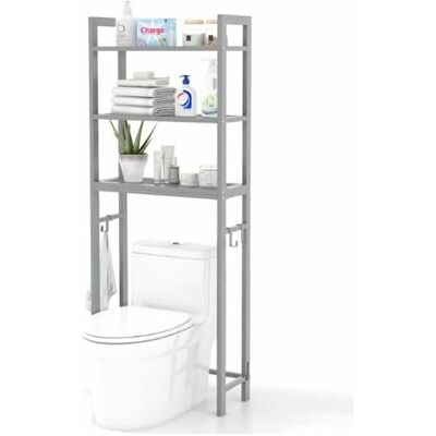 Costway - Over-Toilet Shelf - Gris - Estantería de almacenamiento Costway - Over-Toilet Shelf - Gris - Estantería de almacenamiento