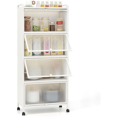 Estantería De Cocina Con Puertas De 5 Niveles, Estante De Microondas Móvil, Armario De Almacenamiento De Cocina Independiente Con Ruedas Giratorias, Para Sala De Estar Y Estudio (blanco) - Costway Estantería De Cocina Con Puertas De 5 Niveles, Estante De Microondas Móvil, Armario De Almacenamiento De Cocina Independiente Con Ruedas Giratorias, Para Sala De Estar Y Estudio (blanco) - Costway