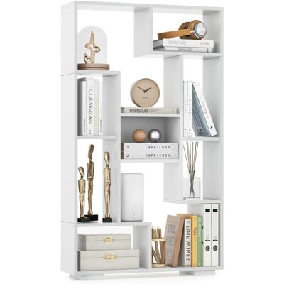 Costway - Estantería De Madera, Librería Con 9 Compartimentos Abiertos, Estantería De Pie Geométrica Moderna Con Kits Antivuelco Para Sala De Estar, Oficina, 70 X 20 X 120 Cm (blanco) Costway - Estantería De Madera, Librería Con 9 Compartimentos Abiertos, Estantería De Pie Geométrica Moderna Con Kits Antivuelco Para Sala De Estar, Oficina, 70 X 20 X 120 Cm (blanco)