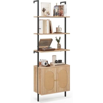 Costway Estantería Librería De 6 Niveles, Estantería Alta Con 2 Puertas De Ratán, Estantería De Escalera Abierto Con Marco Y Estantes De Metal Estables, Para Salón, Dormitorio, Cocina, Oficina Costway Estantería Librería De 6 Niveles, Estantería Alta Con 2 Puertas De Ratán, Estantería De Escalera Abierto Con Marco Y Estantes De Metal Estables, Para Salón, Dormitorio, Cocina, Oficina