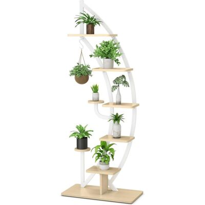 Costway - Estantería Metálica Para Plantas De 7 Niveles, Soporte Curvado En Forma De Media Luna Con Gancho Superior, Dispositivo Antivuelco, Estantería Metálica Moderna Para Flores Para Balcón Costway - Estantería Metálica Para Plantas De 7 Niveles, Soporte Curvado En Forma De Media Luna Con Gancho Superior, Dispositivo Antivuelco, Estantería Metálica Moderna Para Flores Para Balcón