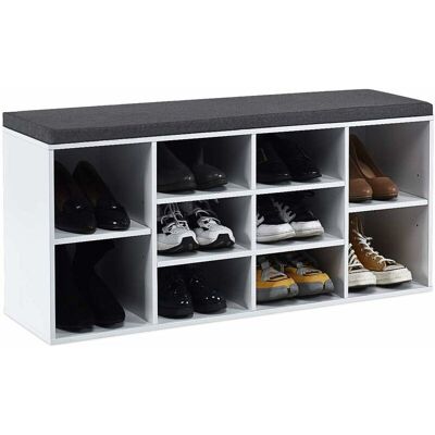 Costway - Banco Zapatero Para 10 Zapatos Con Asiento De Cojín Extraíble, Estantería De Aglomerado, Estante Multiusos Para Pasillo Entrada Dormitorio Salón (blanco) Costway - Banco Zapatero Para 10 Zapatos Con Asiento De Cojín Extraíble, Estantería De Aglomerado, Estante Multiusos Para Pasillo Entrada Dormitorio Salón (blanco)