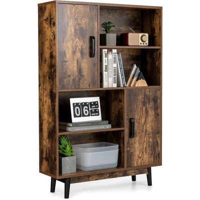 Costway - Librería De Madera, Estantería Con 4 Niveles Y 2 Puertas, Almohadillas Anti Rasguños, Dispositivo Antivuelco (café) Costway - Librería De Madera, Estantería Con 4 Niveles Y 2 Puertas, Almohadillas Anti Rasguños, Dispositivo Antivuelco (café)