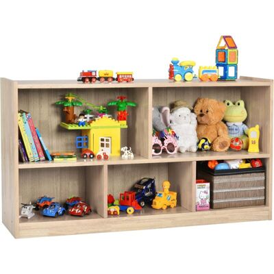 Costway - Librería Para Niños Y Organizador Juguetes, Mueble De 5 Cubos Para Ordenar Juguetes Muñecas Y Libros, Estante De Madera Con 5 Compartimientos Para Cuarto De Juegos (natural) Costway - Librería Para Niños Y Organizador Juguetes, Mueble De 5 Cubos Para Ordenar Juguetes Muñecas Y Libros, Estante De Madera Con 5 Compartimientos Para Cuarto De Juegos (natural)