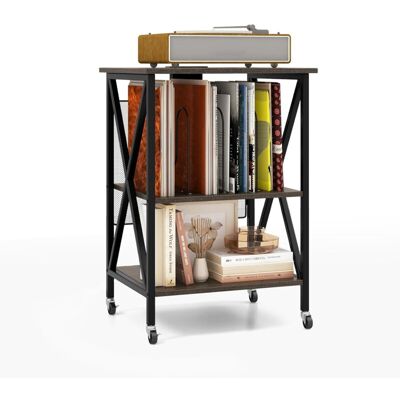 Costway Mesa Auxiliar Con Estación De Carga Integrada, Mesita De Noche De 3 Niveles, Con Estructura Metálica, 4 Ruedas Universales Y Separadores, Soporte Para Tocadiscos Para Salón (gris) Costway Mesa Auxiliar Con Estación De Carga Integrada, Mesita De Noche De 3 Niveles, Con Estructura Metálica, 4 Ruedas Universales Y Separadores, Soporte Para Tocadiscos Para Salón (gris)