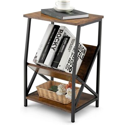 Costway Mesa Auxiliar De 3 Niveles Con Almacenamiento, Mesita De Noche, Mesa Industrial Con Estante En Forma De V, Estante Abierto Suave, Mesita De Noche Para Sala De Estar, Dormitorio Costway Mesa Auxiliar De 3 Niveles Con Almacenamiento, Mesita De Noche, Mesa Industrial Con Estante En Forma De V, Estante Abierto Suave, Mesita De Noche Para Sala De Estar, Dormitorio