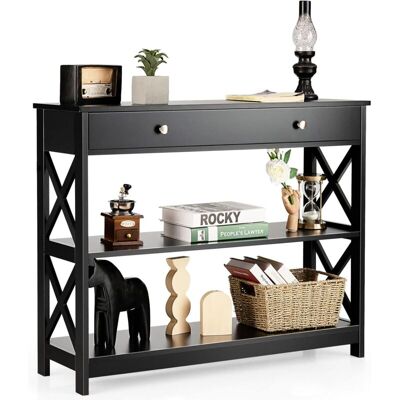 Costway - Mesa Consola Mesa De Salón Con Cajón Y Estantes Recibidores De Entrada Consola Recibidor Sala De Estar Dormitorio Oficina 100 X 30 X 80 Cm (negro) Costway - Mesa Consola Mesa De Salón Con Cajón Y Estantes Recibidores De Entrada Consola Recibidor Sala De Estar Dormitorio Oficina 100 X 30 X 80 Cm (negro)