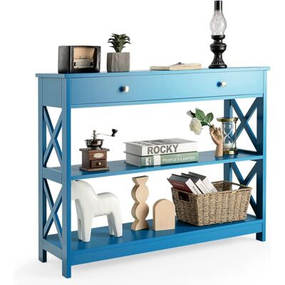 Costway Mesa Consola Mesa De Salón Con Cajón Y Estantes Recibidores De Entrada Consola Recibidor Sala De Estar Dormitorio Oficina 100 X 30 X 80 Cm (azul) Costway Mesa Consola Mesa De Salón Con Cajón Y Estantes Recibidores De Entrada Consola Recibidor Sala De Estar Dormitorio Oficina 100 X 30 X 80 Cm (azul)