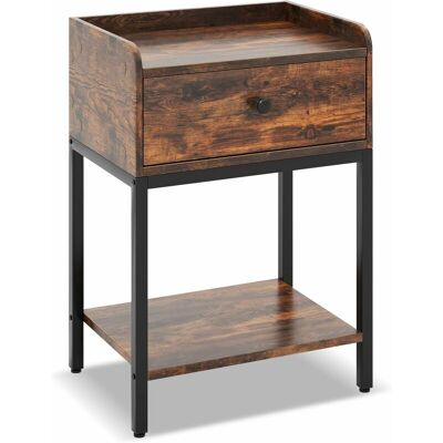 Costway Mesita De Noche Con Cajón De Almacenamiento/estante Abierto, Mesa Auxiliar Con Estructura De Metal, Mesillas De Noche Dormitorio, 42 X 30 X 60 Cm, Marrón Rústico Costway Mesita De Noche Con Cajón De Almacenamiento/estante Abierto, Mesa Auxiliar Con Estructura De Metal, Mesillas De Noche Dormitorio, 42 X 30 X 60 Cm, Marrón Rústico