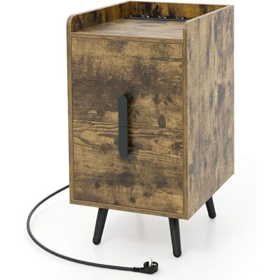 Costway - Mesita De Noche Con Estación De Carga, 2 Puertos Usb Y 3 Salidas, Mesillas De Noche Dormitorio Con 2 Cajones, Mesa De Noche Dormitorio Sala, 40 X 32 X 60 Cm (café) Costway - Mesita De Noche Con Estación De Carga, 2 Puertos Usb Y 3 Salidas, Mesillas De Noche Dormitorio Con 2 Cajones, Mesa De Noche Dormitorio Sala, 40 X 32 X 60 Cm (café)