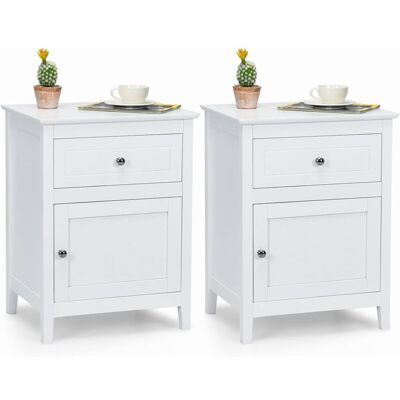 Costway Set De 2 Mesita De Noche Moderna, Mesita Con 2 Niveles Y Superficie Espaciosa, Mesita A La Moda Con Cajón Extraíble Y Armario Amplio, Mueble De Sofá Con Sólidas Patas De Madera (blanco) Costway Set De 2 Mesita De Noche Moderna, Mesita Con 2 Niveles Y Superficie Espaciosa, Mesita A La Moda Con Cajón Extraíble Y Armario Amplio, Mueble De Sofá Con Sólidas Patas De Madera (blanco)