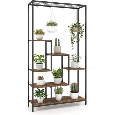 Costway - Soporte Para Plantas Alto De 6 Niveles, Estante Para Plantas De Interior De Metal De 180 Cm Con 10 Ganchos Para Colgar Y Estante De Alambre, Multiusos Para Balcón, Sala De Estar, Negro Costway - Soporte Para Plantas Alto De 6 Niveles, Estante Para Plantas De Interior De Metal De 180 Cm Con 10 Ganchos Para Colgar Y Estante De Alambre, Multiusos Para Balcón, Sala De Estar, Negro