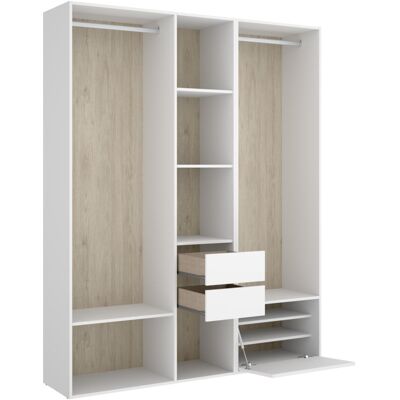 Conjunto Vestidor Con Dos Cajones, Zapatero Y Trasera Reversible - 205 X 158 X 45 Cm - Blanco / Natural - Dekit Conjunto Vestidor Con Dos Cajones, Zapatero Y Trasera Reversible - 205 X 158 X 45 Cm - Blanco / Natural - Dekit
