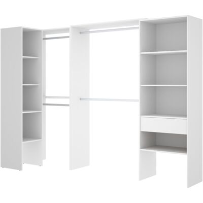 Conjunto Vestidor Rinconero Con Dos Columnas Y Zona De Barras De Colgar Adaptables - 187 X 248-198 X 79,4 Cm - Blanco - Dekit Conjunto Vestidor Rinconero Con Dos Columnas Y Zona De Barras De Colgar Adaptables - 187 X 248-198 X 79,4 Cm - Blanco - Dekit
