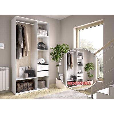 Vestidor Con Dos Cajones Y Trasera Reversible - 205 X 98 X 45 Cm - Blanco / Natural - Dekit Vestidor Con Dos Cajones Y Trasera Reversible - 205 X 98 X 45 Cm - Blanco / Natural - Dekit