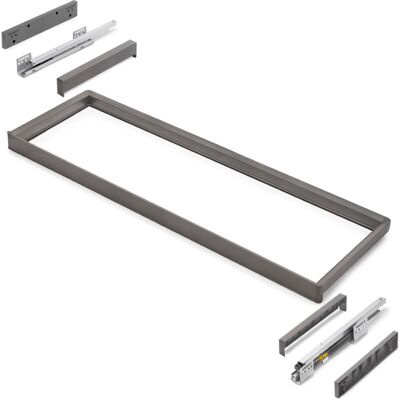 Emuca Bastidor Con Guías De Cierre Suave Y Extracción Total Para Accesorios De Armario Quartz, 1062-1088mm, Aluminio Y Plástico, Titanio - Emuca Bastidor Con Guías De Cierre Suave Y Extracción Total Para Accesorios De Armario Quartz, 1062-1088mm, Aluminio Y Plástico, Titanio -