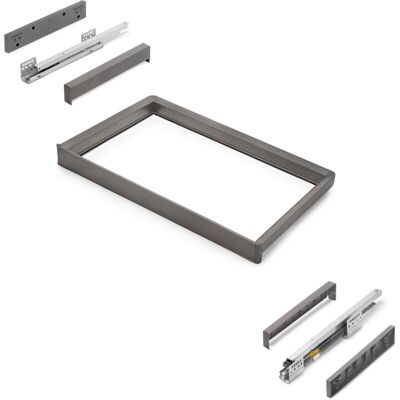 Emuca Bastidor Con Guías De Cierre Suave Y Extracción Total Para Accesorios De Armario Quartz, 712-738mm, Aluminio Y Plástico, Titanio - Emuca Bastidor Con Guías De Cierre Suave Y Extracción Total Para Accesorios De Armario Quartz, 712-738mm, Aluminio Y Plástico, Titanio -