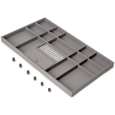 Emuca Cajón Organizador Para Armarios Y Vestidores Quartz, 740 (m90), Piel Ecológica Y Madera, Titanio - Emuca Cajón Organizador Para Armarios Y Vestidores Quartz, 740 (m90), Piel Ecológica Y Madera, Titanio -