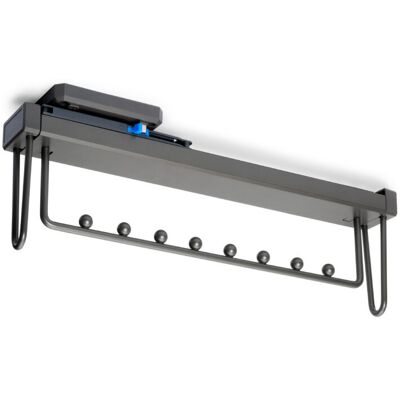Emuca - Colgador Extraíble Para Armario Quartz, Plástico Y Aluminio, Titanio Emuca - Colgador Extraíble Para Armario Quartz, Plástico Y Aluminio, Titanio